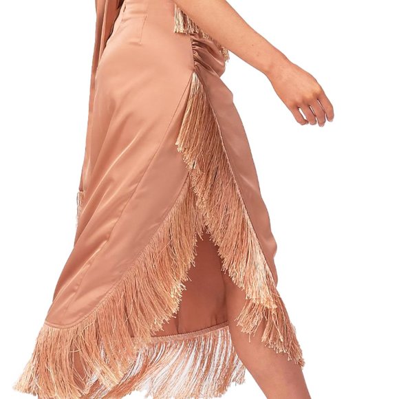 Rare London coral fringe skirt midi - Picture 2 of 3